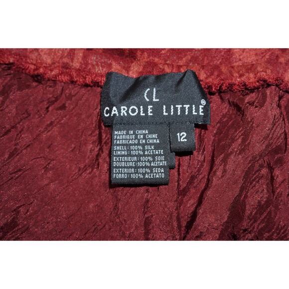 Carole Little 2-Piece Set Women's Size 12 – 100% Silk Red Floral Lace - Picture 6 of 6